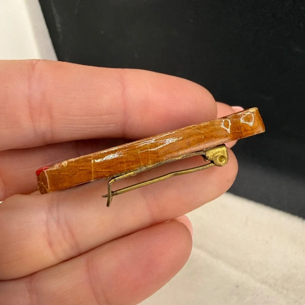 Vintage Hand Crafted Deer Brooch Wood